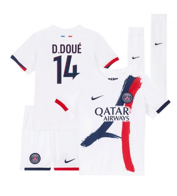 Paris Saint-Germain Desire Doue #14 Segunda Equipación Niños 2024-25 Manga Corta (+ Pantalones cortos)